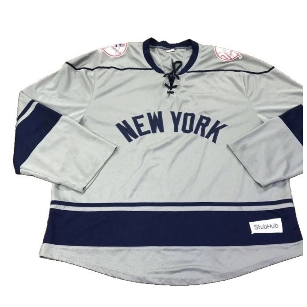 New York Yankees Hockey Jersey Sz XL Gray SGA 5/17/2024 Stubhub Stitched Limited